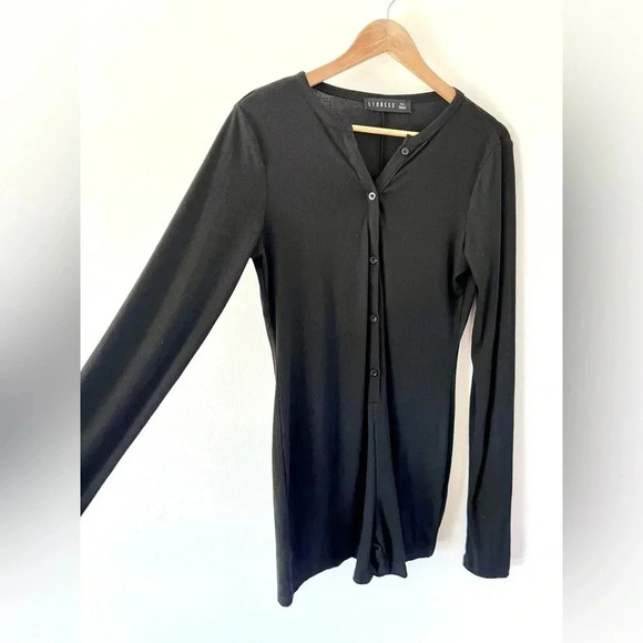 Lioness Angel Romper Black Button Front Ribbed Long Sleeve Size XXL, NWOT - Picture 5 of 11